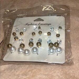 Fashion Earrings Set with Gold and Silver Tones